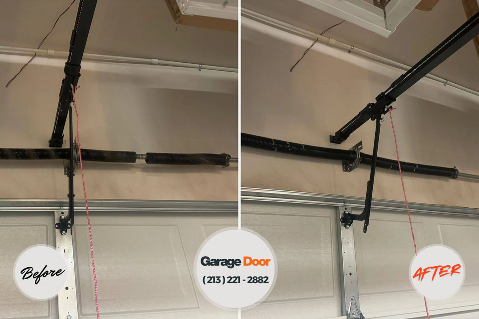 Before and after: garage door repair Flowery Branch, GA